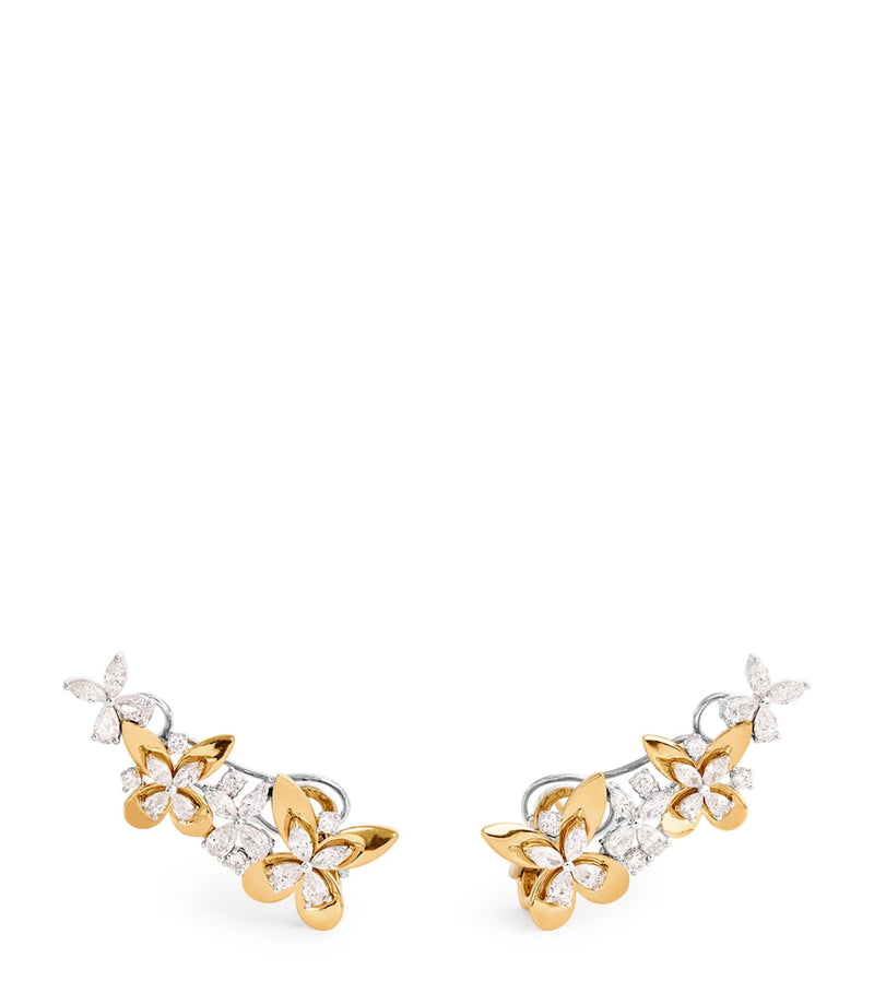 Yeprem butterfly climber earrings with gold and diamonds (British brand)