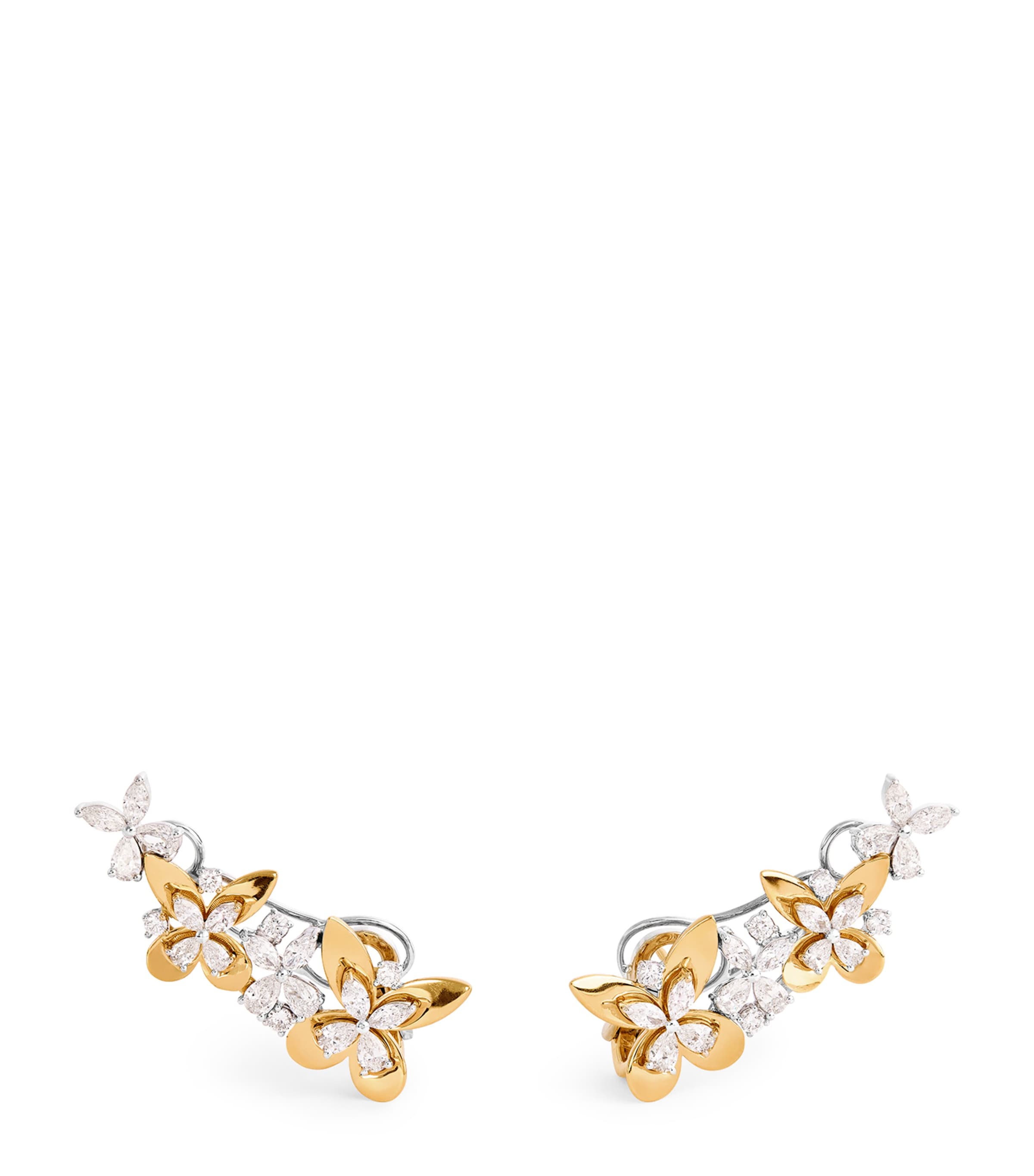 Yeprem butterfly climber earrings with gold and diamonds (British brand)