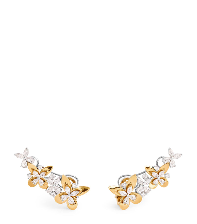 Yeprem butterfly climber earrings with gold and diamonds (British brand)