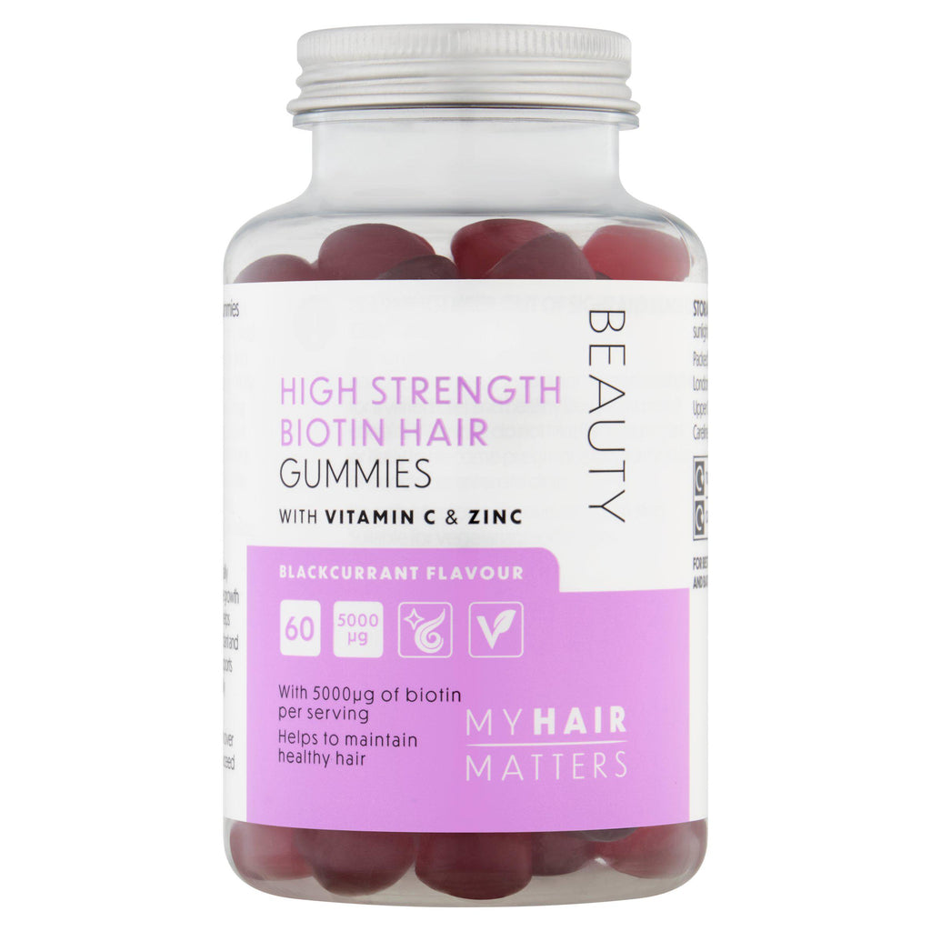 Sainsbury's Beauty High Strength Biotin Blackcurrant Flavour Hair Gummies x60