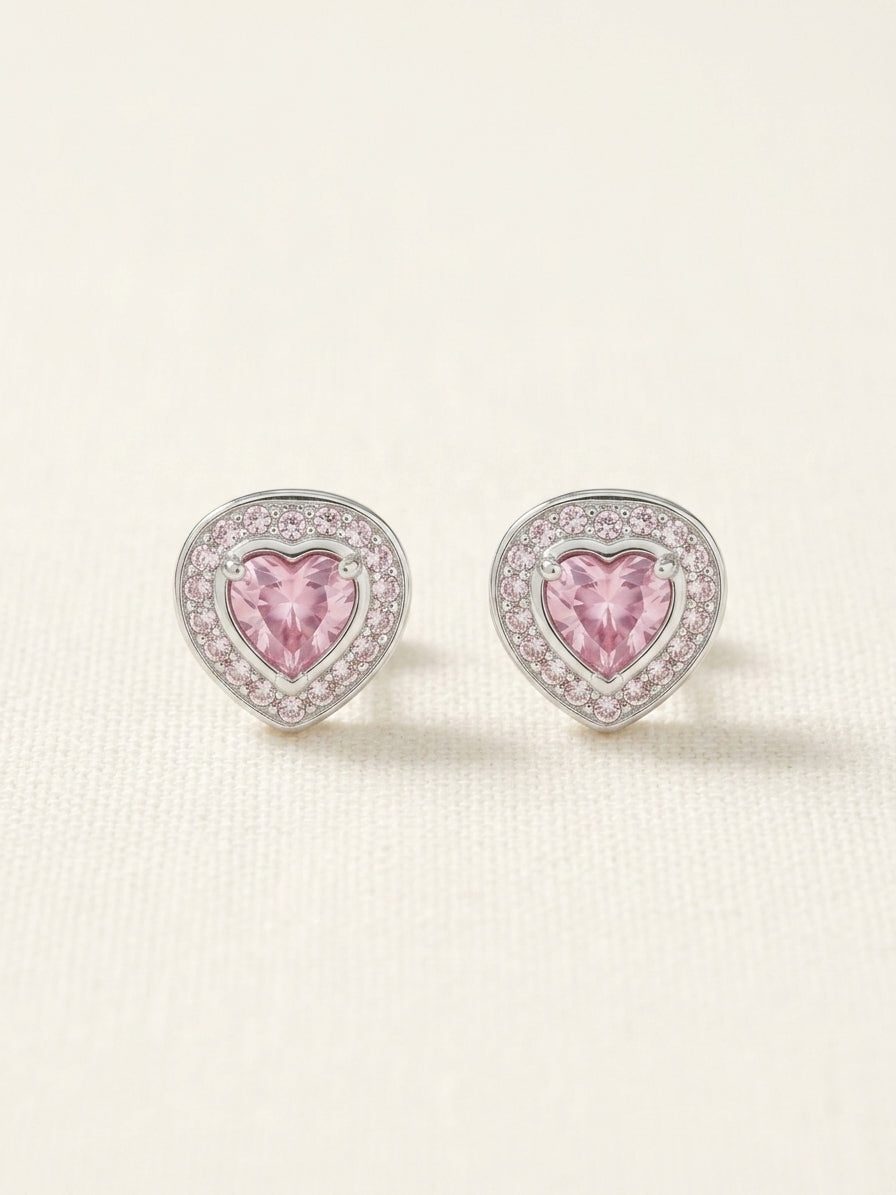 Vivienne Westwood heart earrings in brass with cubic zirconia - British product