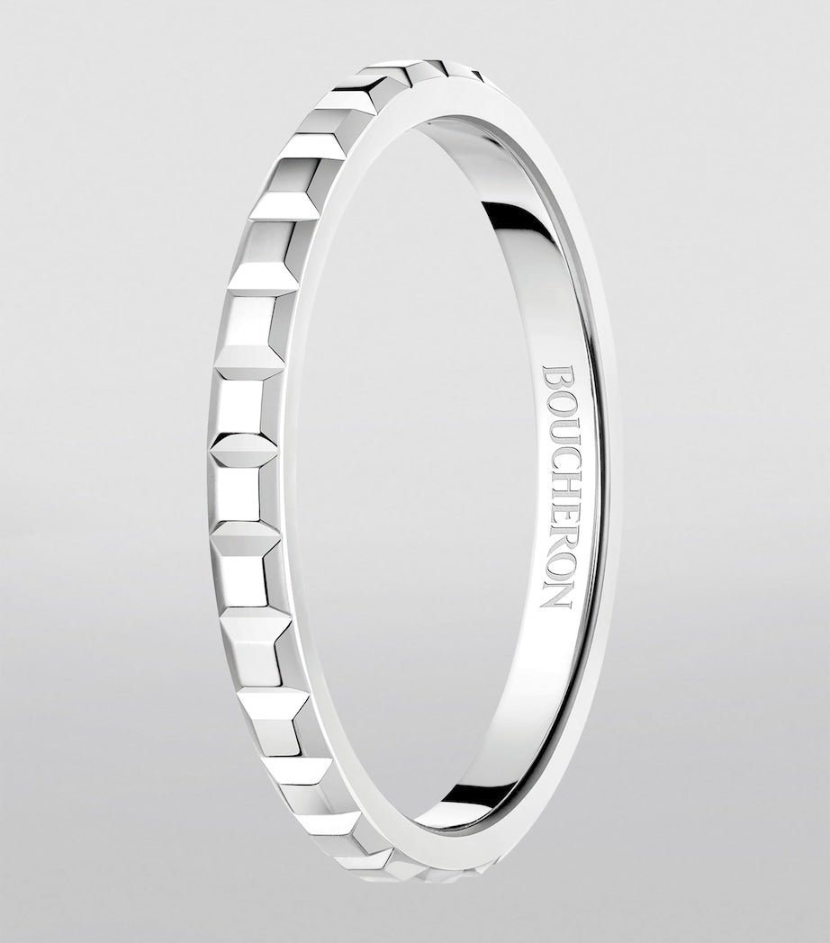 Boucheron mini platinum Clou de Paris wedding band (British brand)