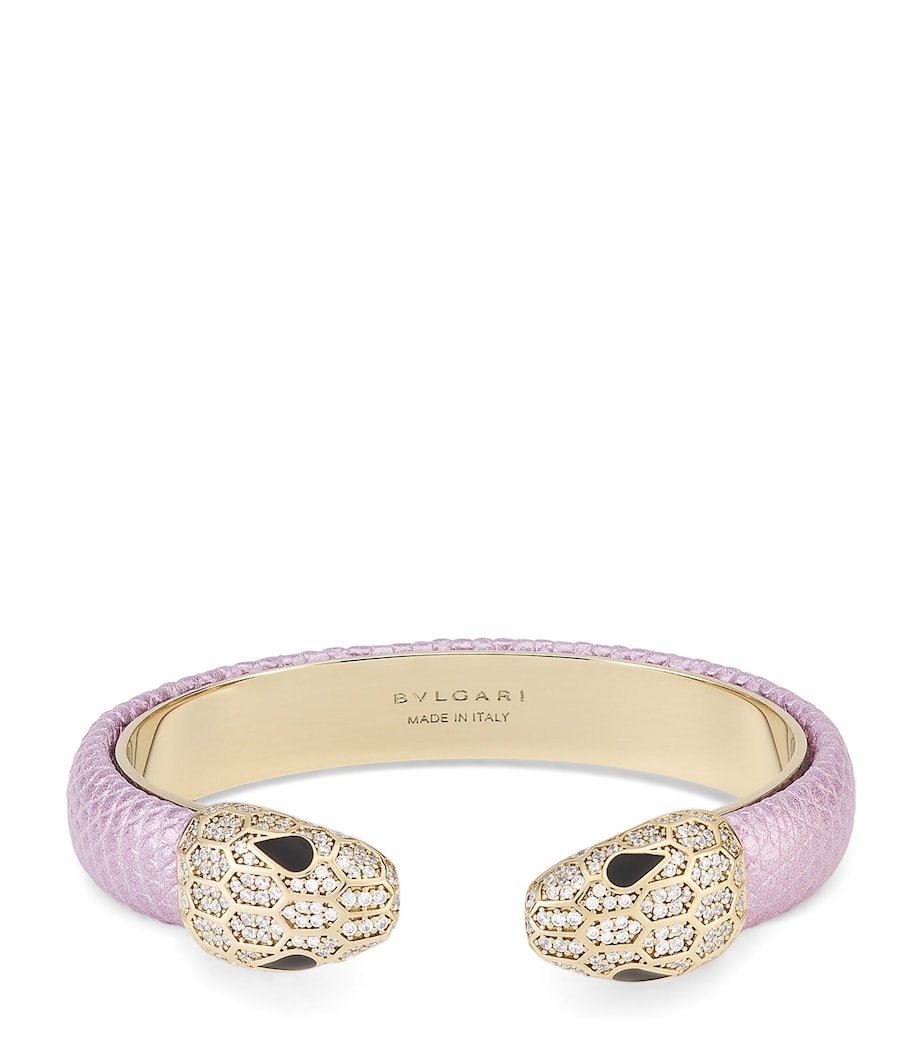 Bvlgari Serpenti Forever bangle in lizard leather and gold-plated brass imported from the UK