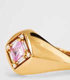 Suzanne Kalan rose gold pink sapphire diamond signet ring size 6 (British brand)