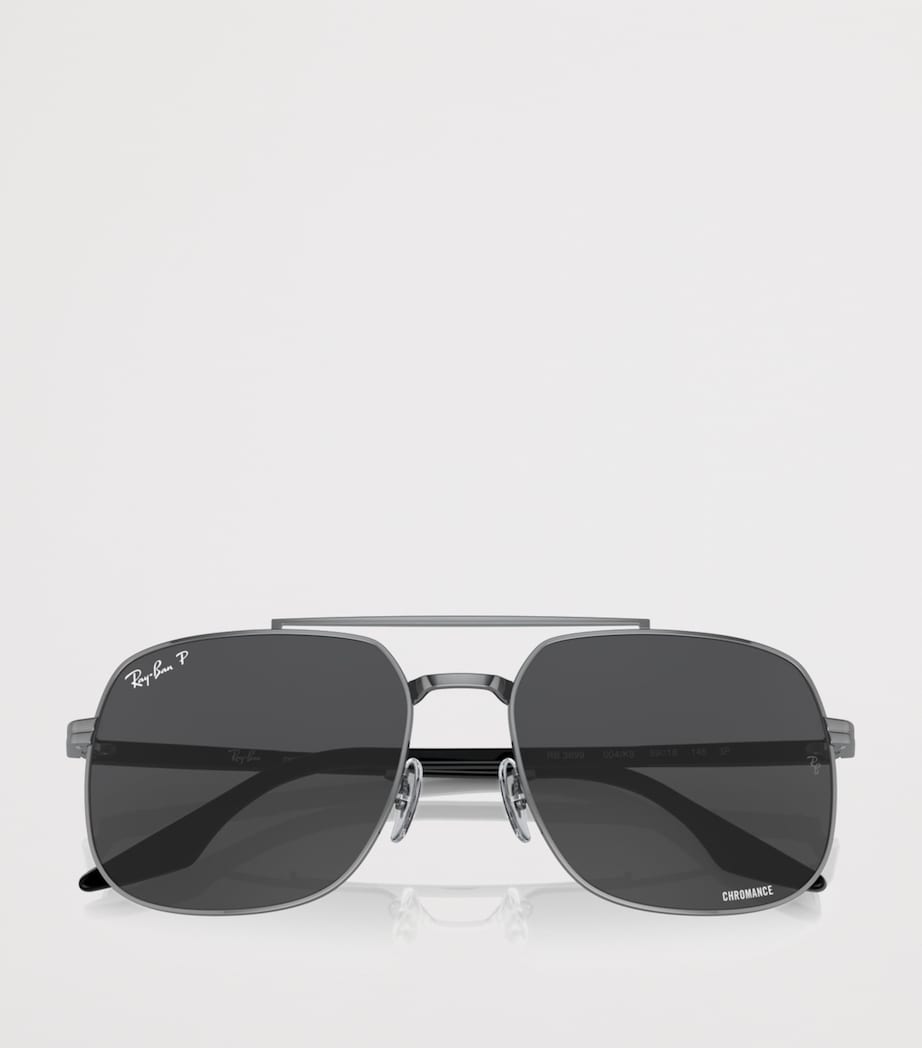 Lunettes de soleil carrées Ray-Ban Verres Polarized+ monture métallique - Produit britannique