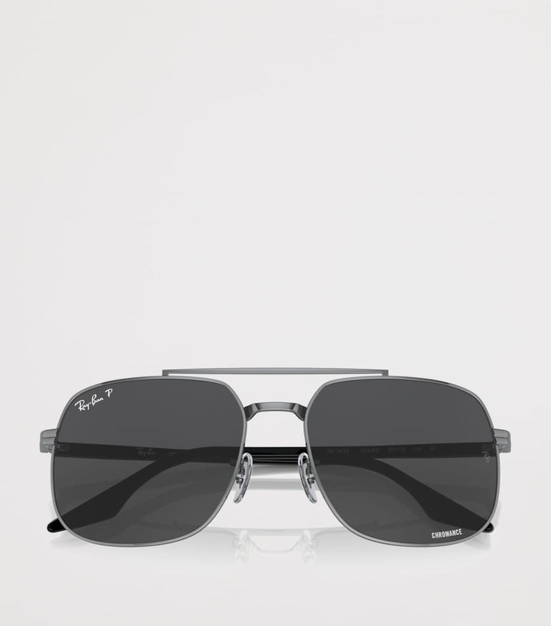 Lunettes de soleil carrées Ray-Ban Verres Polarized+ monture métallique - Produit britannique