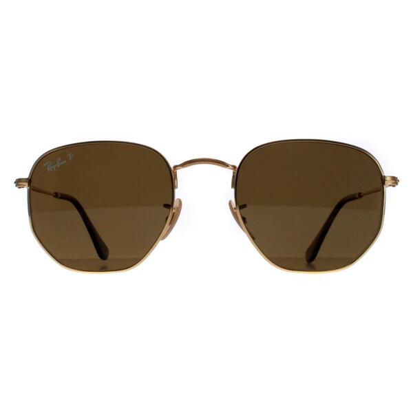Ray-Ban hexagonal sunglasses gold polarised 51mm, imported from the UK
