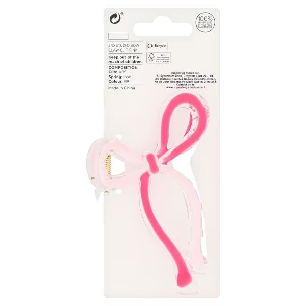 Studio London pink bow claw hair clip (British brand)
