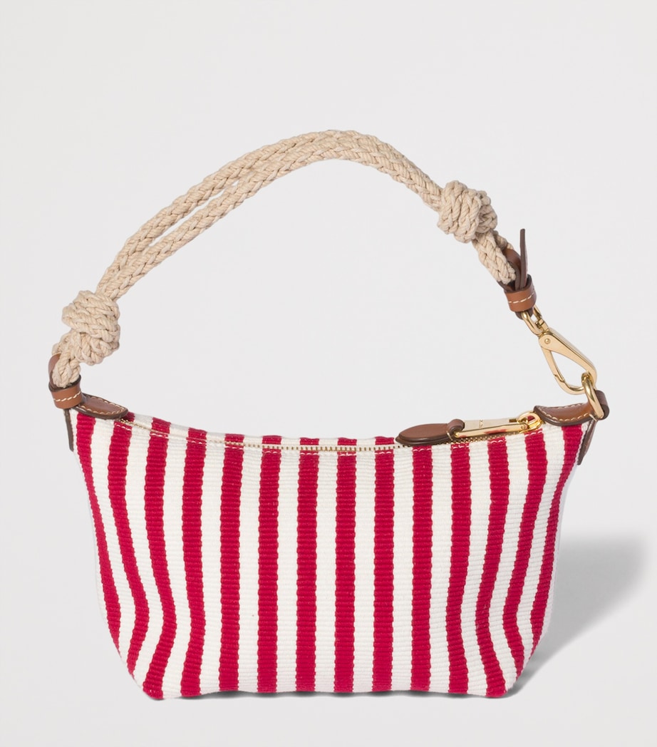 Miu Miu rød og hvit bomullsveske med striper 18,5 cm (britisk merke)