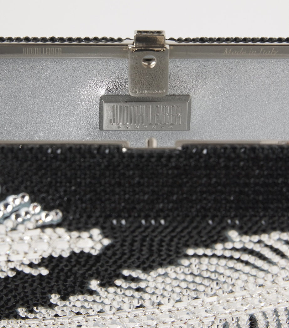 Judith Leiber crystal feather clutch bag with chain strap (British brand)