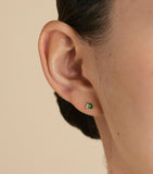 Astrid & Miyu gold emerald diamond stud earrings (British brand)