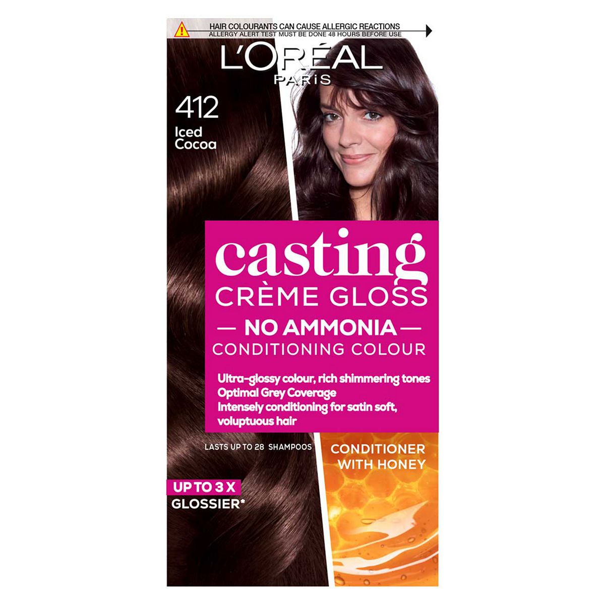 L'Oreal Paris Casting Creme Gloss Semi-Permanent Hair Dye, Brown Hair Dye 412 Iced Cocoa GOODS Boots   