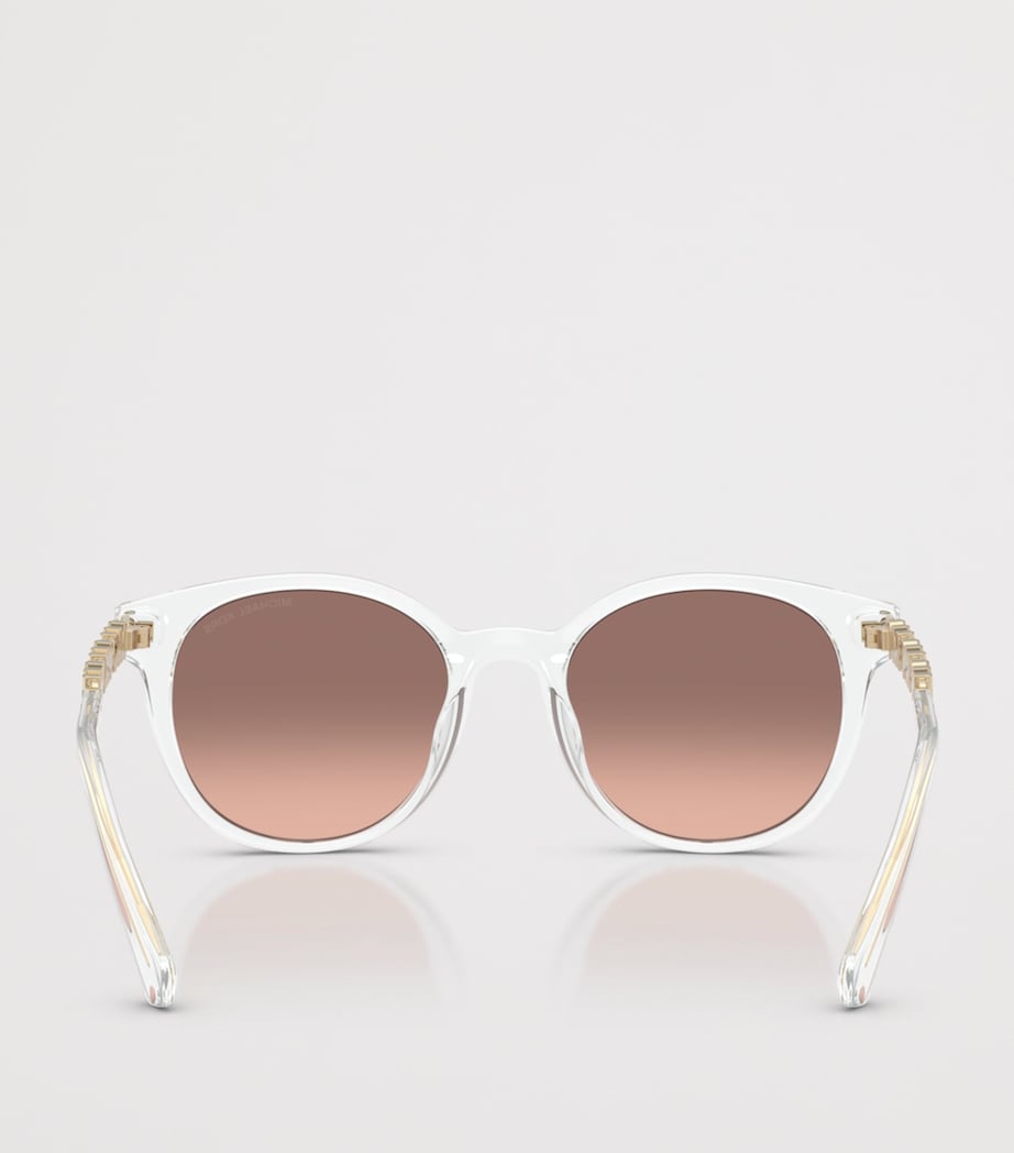 Michael Kors Pienza runde Sonnenbrille mit goldfarbenen Akzenten - Britisches Produkt