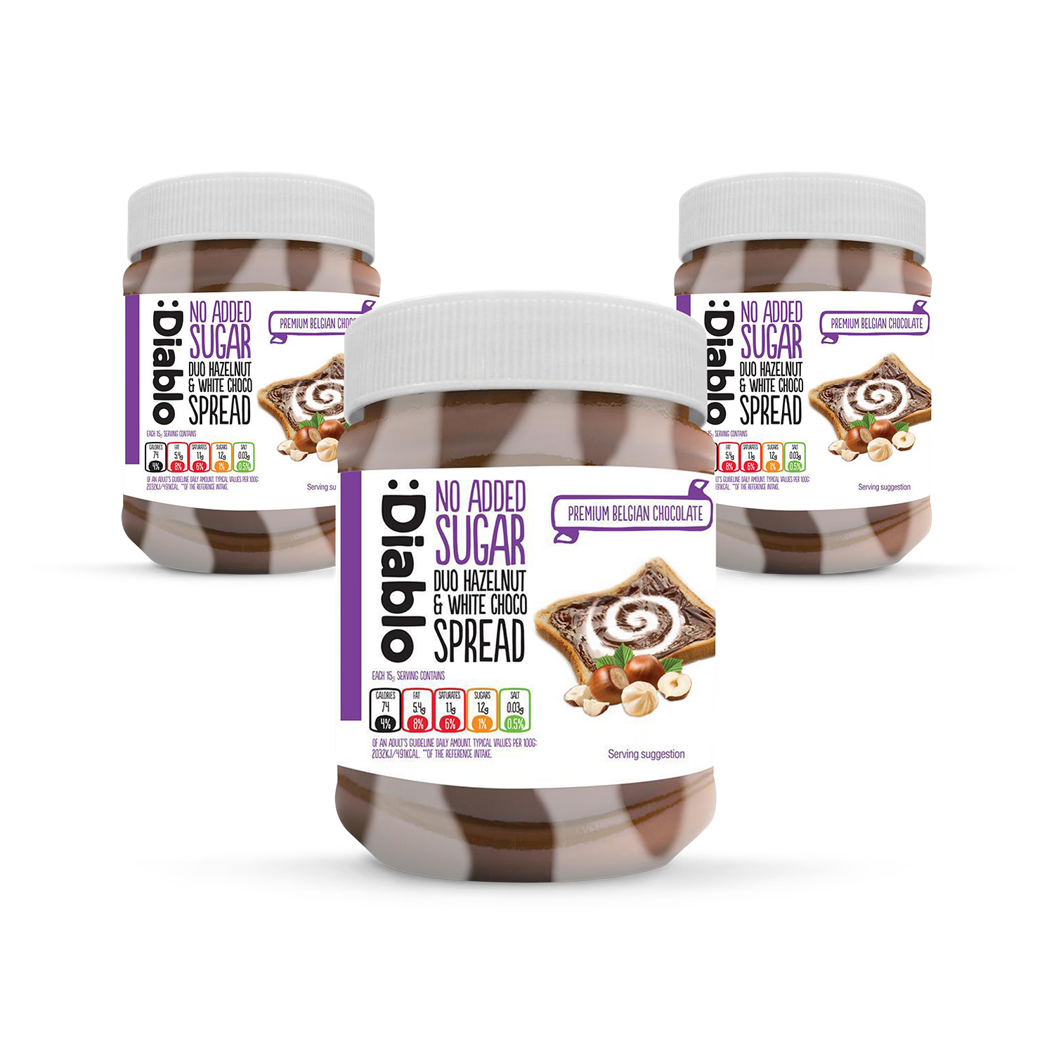Diablo duo spread hazelnut white chocolate 350g - British product