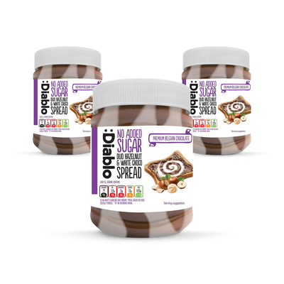 Holland & Barrett Diablo No Added Sugar Duo Spread Hazelnut and White Chocolate 350g Pack of 3- Buy online at McGrocer