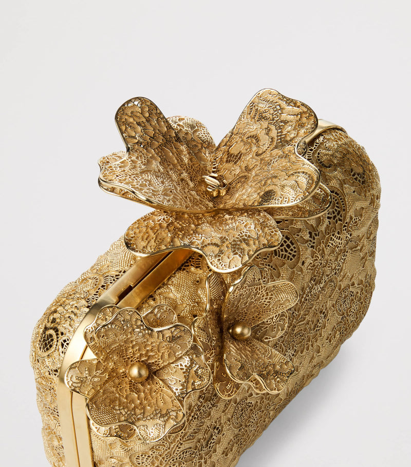 Jimmy Choo Cloud clutch bag in gold-tone metal lace, UK version