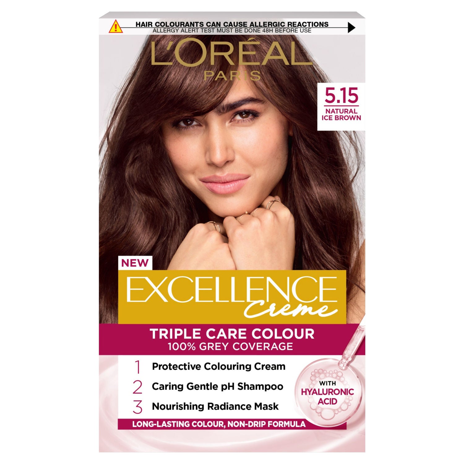L'Oreal Excellence Crème permanent hair dye 5.15 Natural Ice Brown, UK version