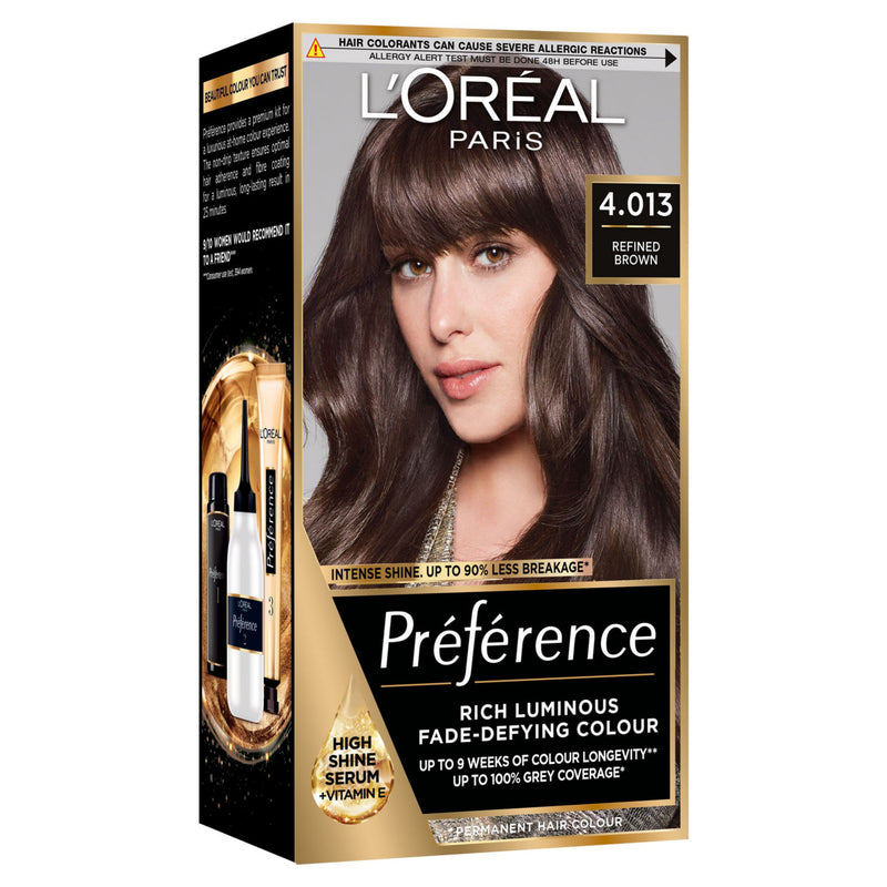 L'Oreal Preference 4.013 Refined Brown permanent hair colour 1 pc, UK version