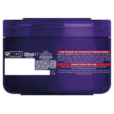 L'Oreal anti-brassiness purple hair mask 250ml, UK version