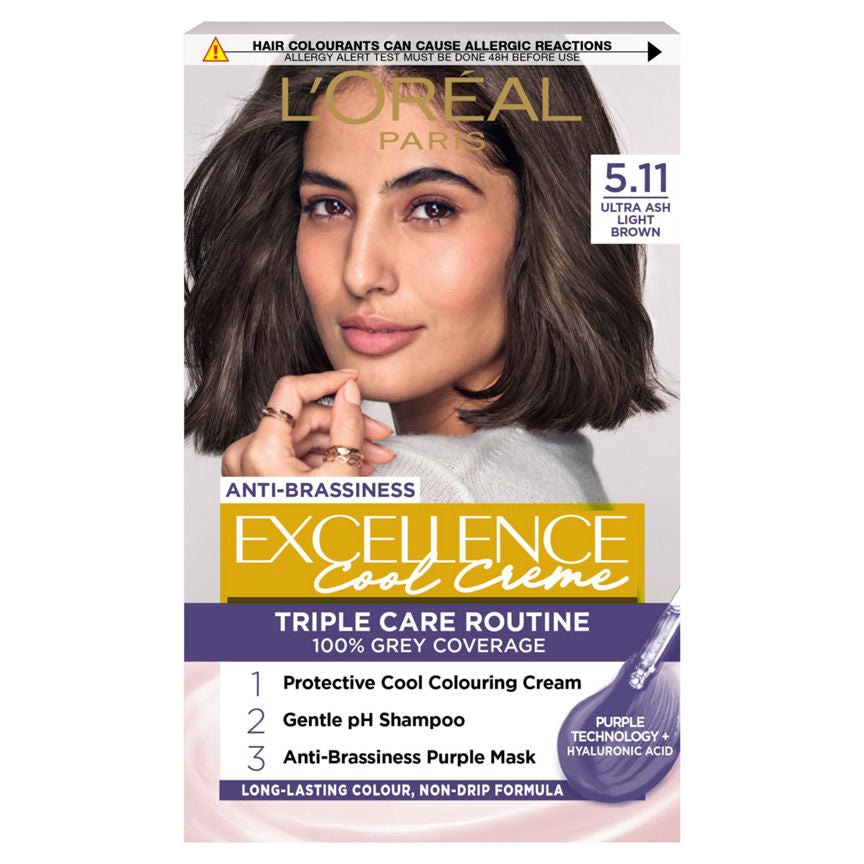 L'Oreal Excellence Cool Crème Permanent Hair Dye 5.11 Ultra Ash Light Brown GOODS ASDA   