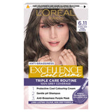 L'Oreal Excellence Excellence Cool Crème 6.11 Ultra Ash Dark Brown: 100% Grey, No Brass, rich dark tone.