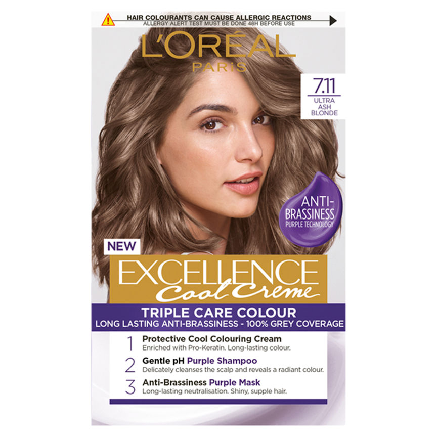 L'Oreal Excellence Cool Crème Permanent Hair Dye 7.11 Ultra Ash Blonde GOODS ASDA   