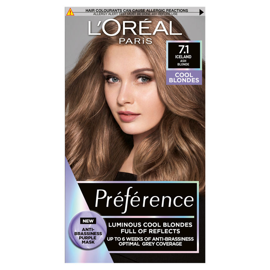 L'Oreal Preference Hair Dye Long Lasting Luminous Permanent Hair Colour 7.1 Iceland