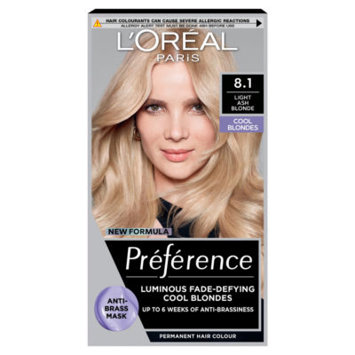 L'Oreal Paris permanent hair dye 8.1 Light Ash Blonde, UK version