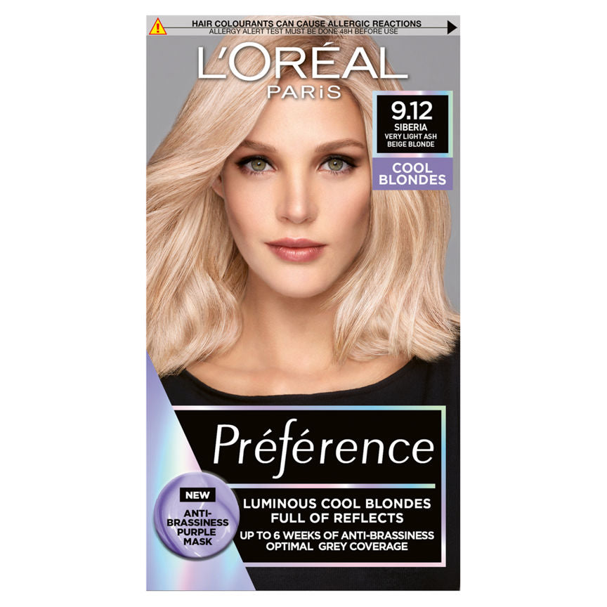 L'Oreal Preference Hair Dye Long Lasting Luminous Permanent Hair Colour 9.12 Siberia