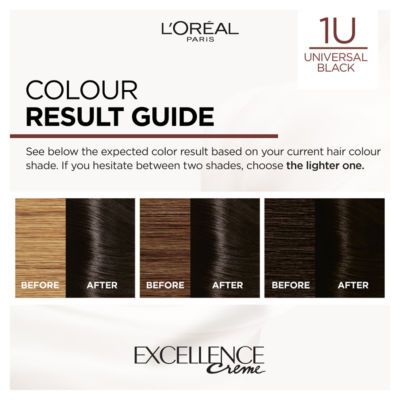 L'Oreal Excellence Nudes 1U Black permanent hair colour - British product