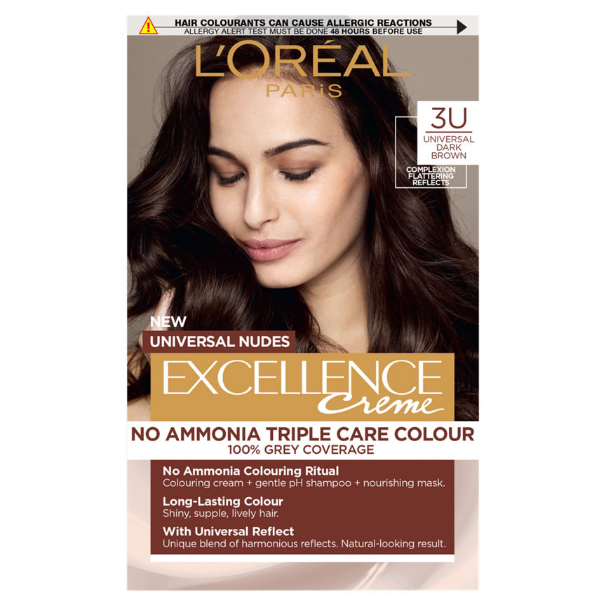 L'Oreal Excellence Universal Nudes Universal Dark Brown 3U with Complexion Flattering Reflects