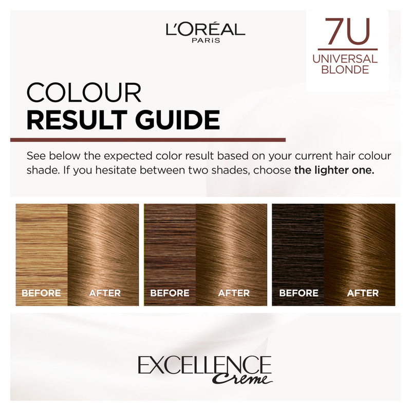 L'Oreal Excellence Universal Nudes 7U Blonde hair colour, UK version