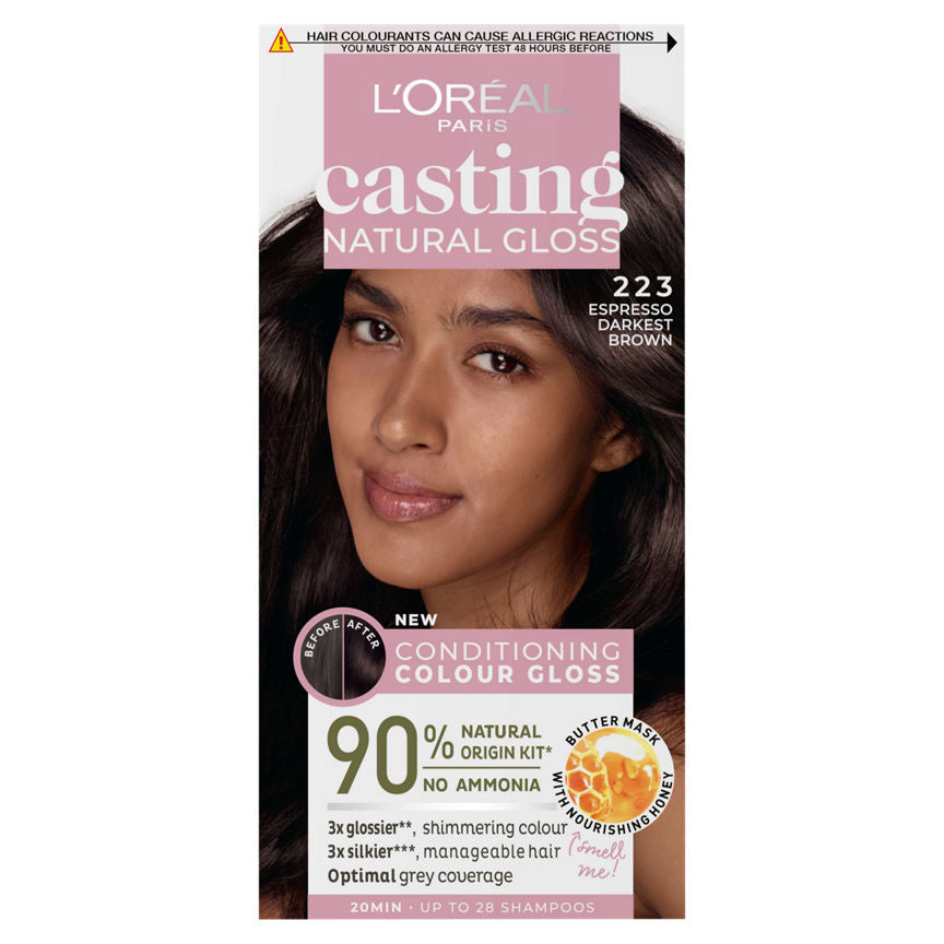 L'Oreal Paris Casting Natural Gloss Semi Permanent Hair Dye No Amonia Brown Espresso 2.23 GOODS ASDA   