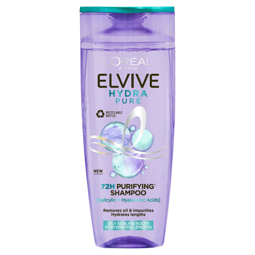 L'Oreal Elvive Hydra Pure 72h Purifying Shampoo for Oily Scalp & Dehydrated Lengths 300ml GOODS ASDA   