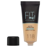 Maybelline Fit Me Matte Poreless foundation 118 Light Beige, UK version