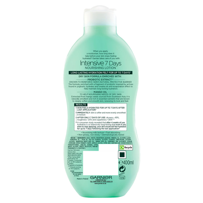Garnier mango oil and probiotic extract body lotion 400ml, UK version