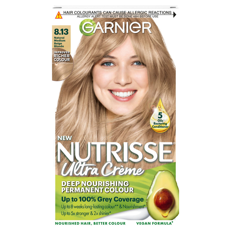 Garnier permanent hair dye 8.13 Medium Beige Blonde (British brand)
