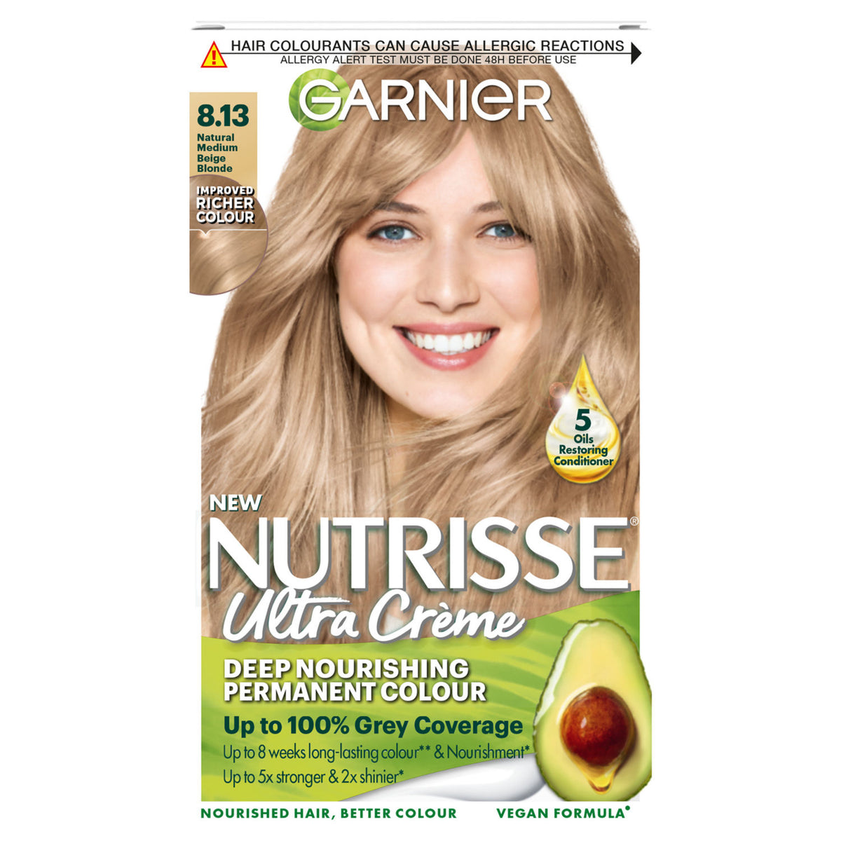 Garnier permanent hair dye 8.13 Medium Beige Blonde (British brand)