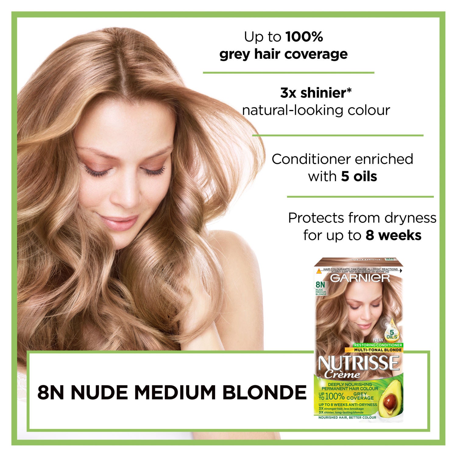 Garnier Nutrisse hair dye 8N Nude Medium Blonde, UK version