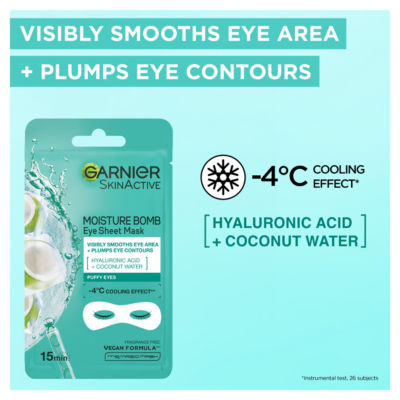 Garnier Moisture Bomb Coconut Water eye mask 1 pc - British product
