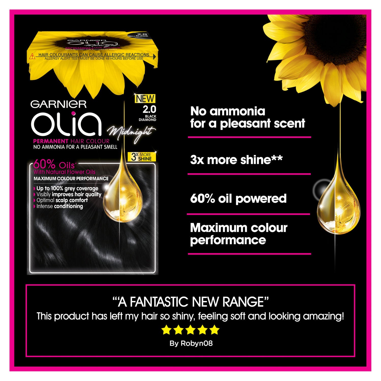 Garnier Olia Black Diamond hair dye, UK version