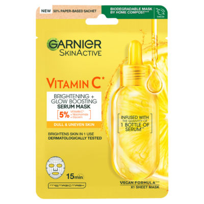 Garnier brightening and super hydrating vitamin c sheet mask 28g, UK version