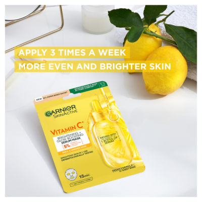 Garnier brightening and super hydrating vitamin c sheet mask 28g, UK version