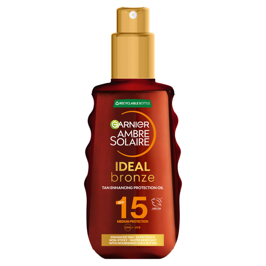 Garnier Ambre Solaire Ideal Bronze Protective Oil Sun Cream Spray SPF15 GOODS ASDA   