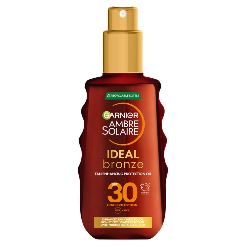 Garnier Ambre Solaire Ideal Bronze Protective Oil Sun Cream Spray SPF30 150ml GOODS ASDA   