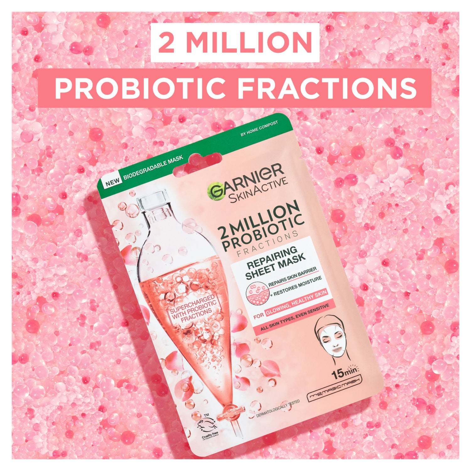 Garnier probiotic repairing sheet mask, UK version