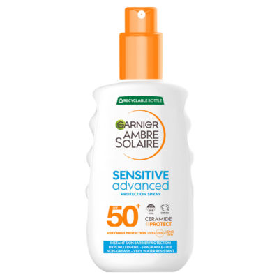 ASDA Garnier Ambre Solaire SPF 50+ Sensitive Advanced Sun Cream Spray 150ml- Buy online at McGrocer