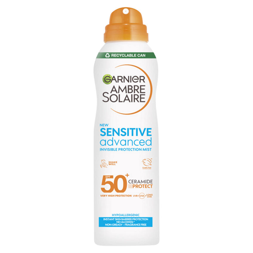 Garnier Ambre Solaire SPF 50+ Sensitive Advanced Dry Mist Sun Spray GOODS ASDA   