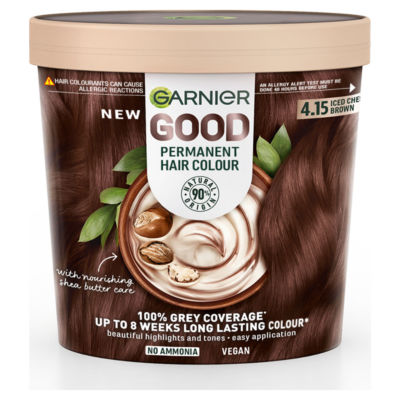 Garnier permanent hair dye 4.15 Iced Chestnut Brown, imported from the UK