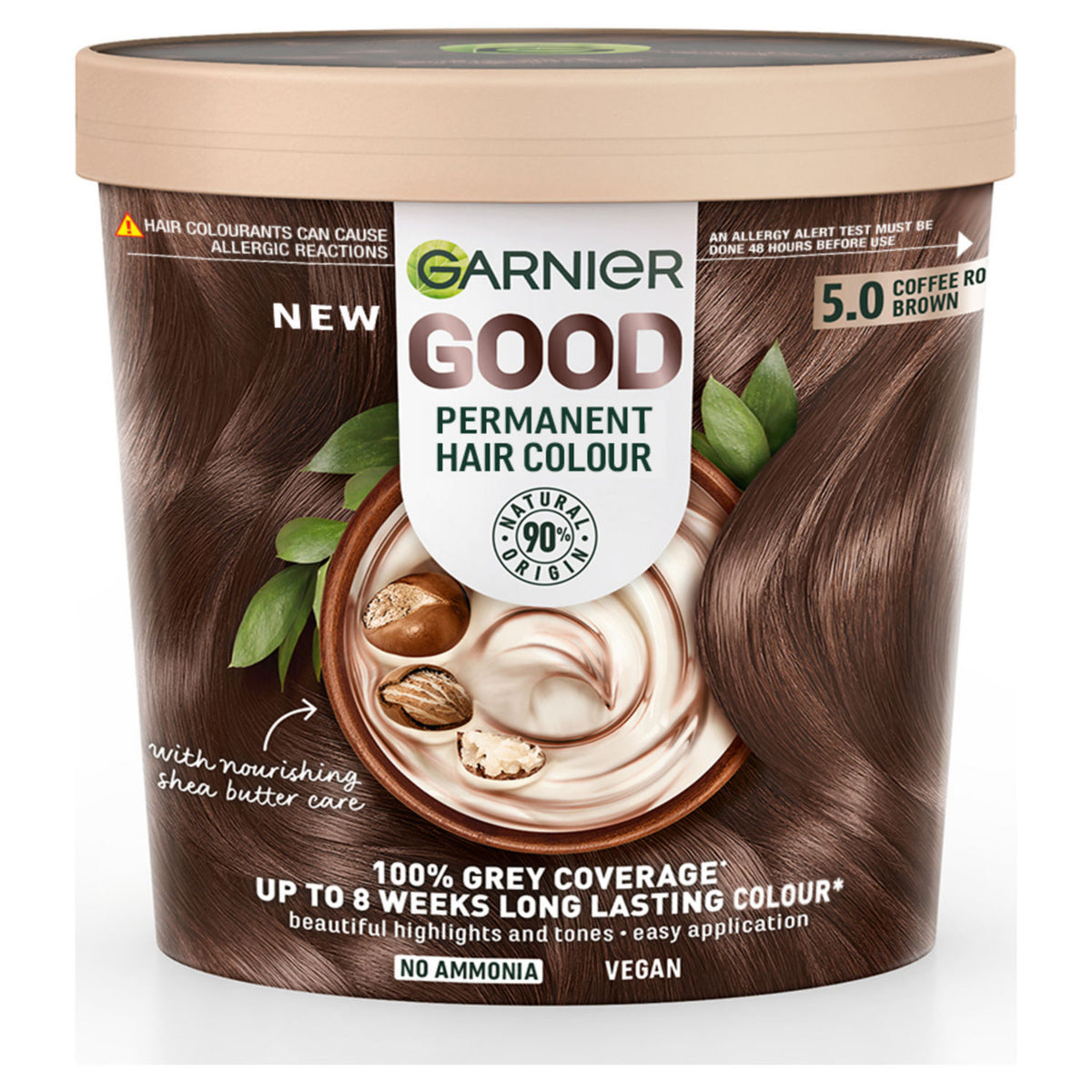 Garnier GOOD Permanent Hair Dye (Shade: 5.0 Coffee Roast Brown) for vibrant, lasting colour.